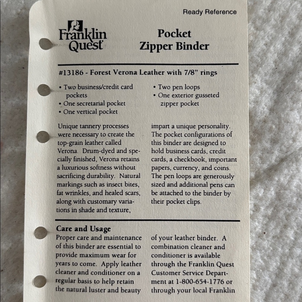 Analog: Franklin Quest All Leather Pocket Zipper Binder +Extras ; Made in USA - Picture 11 of 11